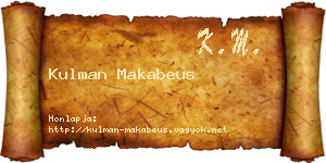 Kulman Makabeus névjegykártya
